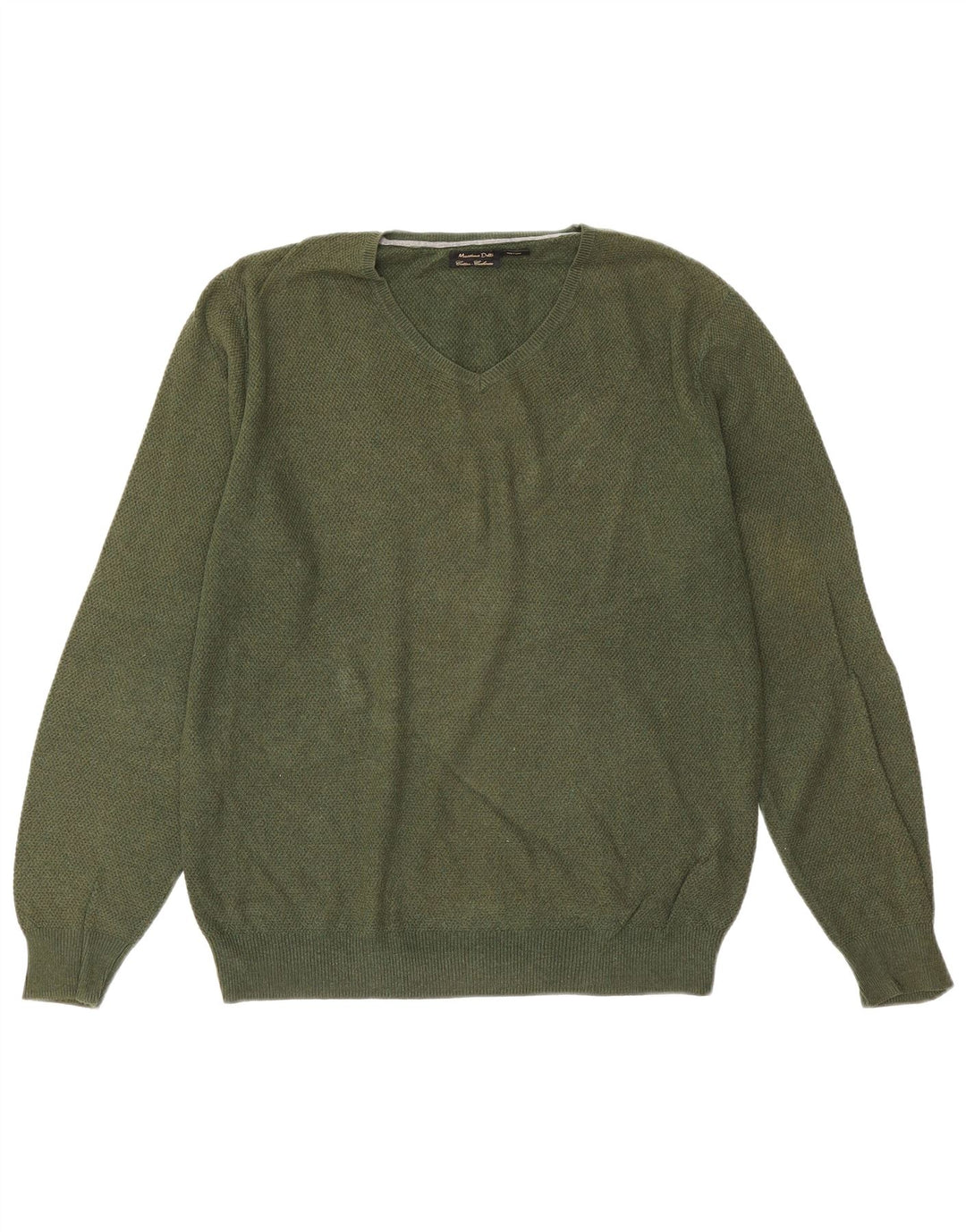 Massimo Dutti Pull col V pour homme en coton vert Taille L