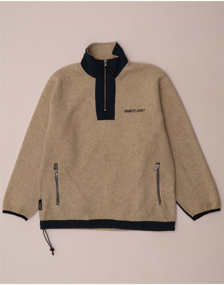 Invicta Pull polaire à col zippé pour homme Large Beige Colorblock Polyester