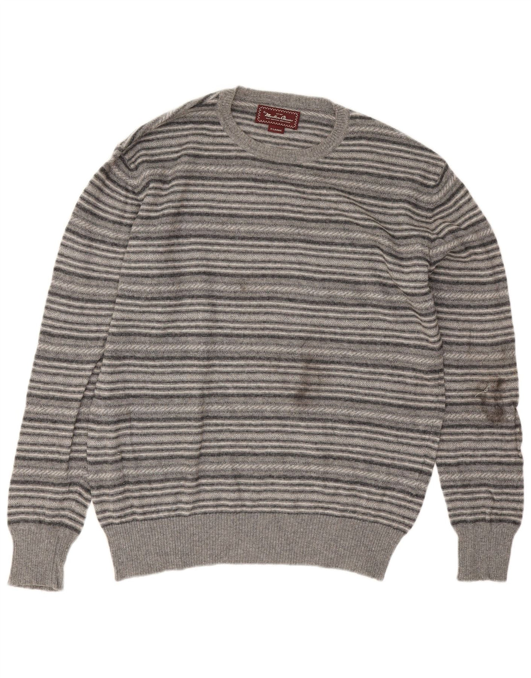 Marlboro Classics Pull à col rond pour homme XL Gris rayé