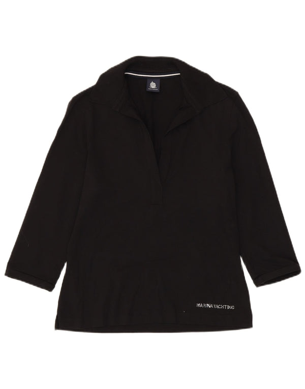 Marina Yachting Polo à manches 3/4 pour femme UK 14 Large Noir Coton