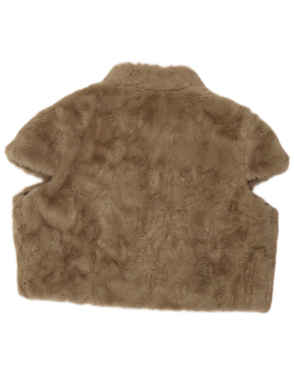 Monsoon Gilet en fausse fourrure pour femme UK 44 Large Marron Floral Polyester