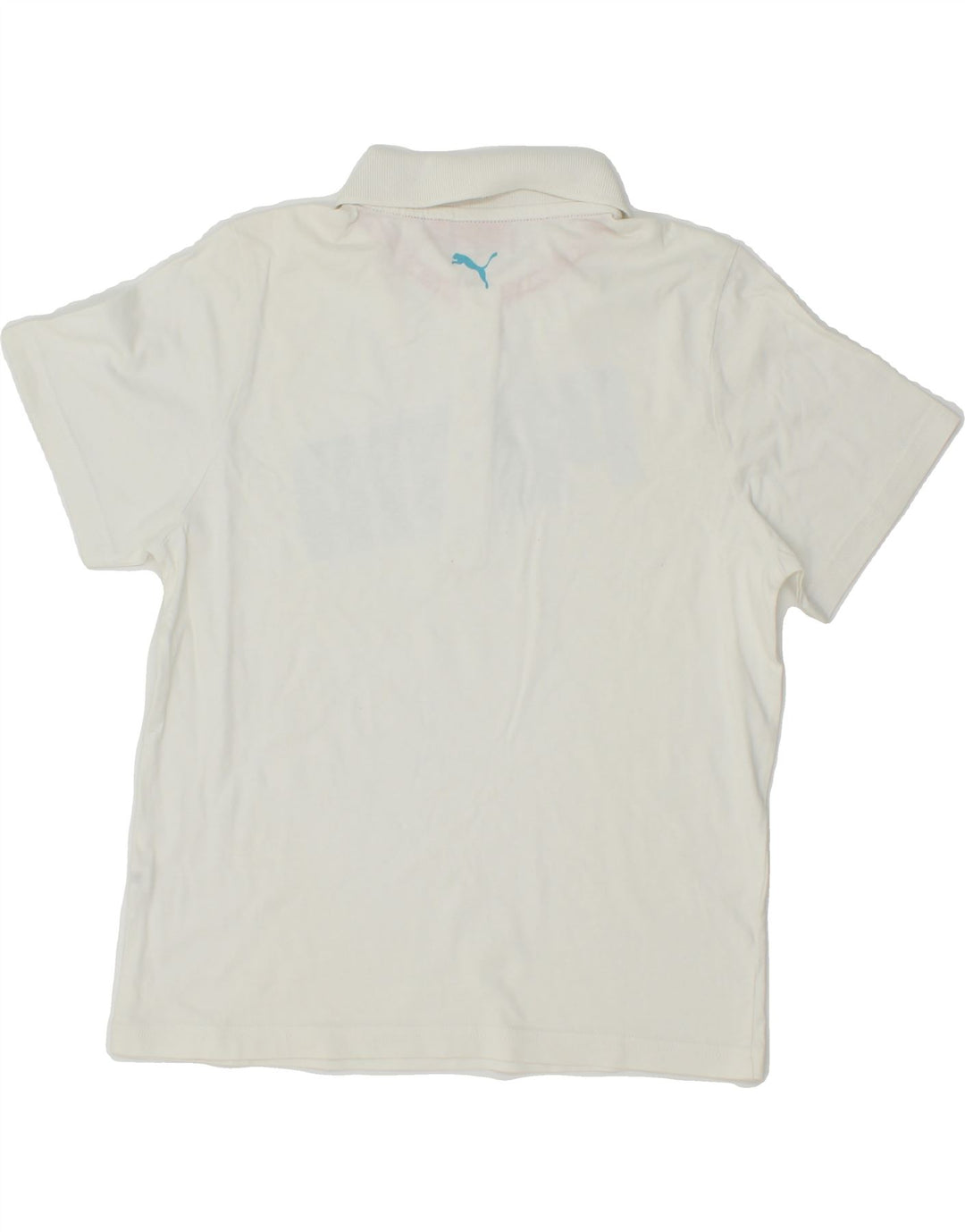 PUMA Boys Graphic Polo Shirt 9-10 Years Medium White Cotton Vintage Puma and Second-Hand Puma from Messina Hembry 