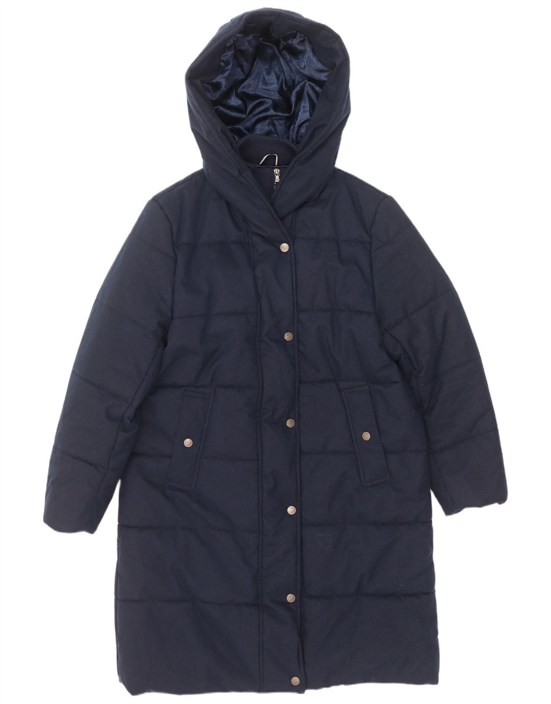 Crew Clothing Manteau rembourré à capuche pour femme UK 16 Large Bleu marine Polyester