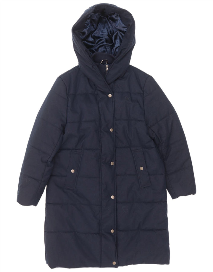 Crew Clothing Manteau rembourré à capuche pour femme UK 16 Large Bleu marine Polyester