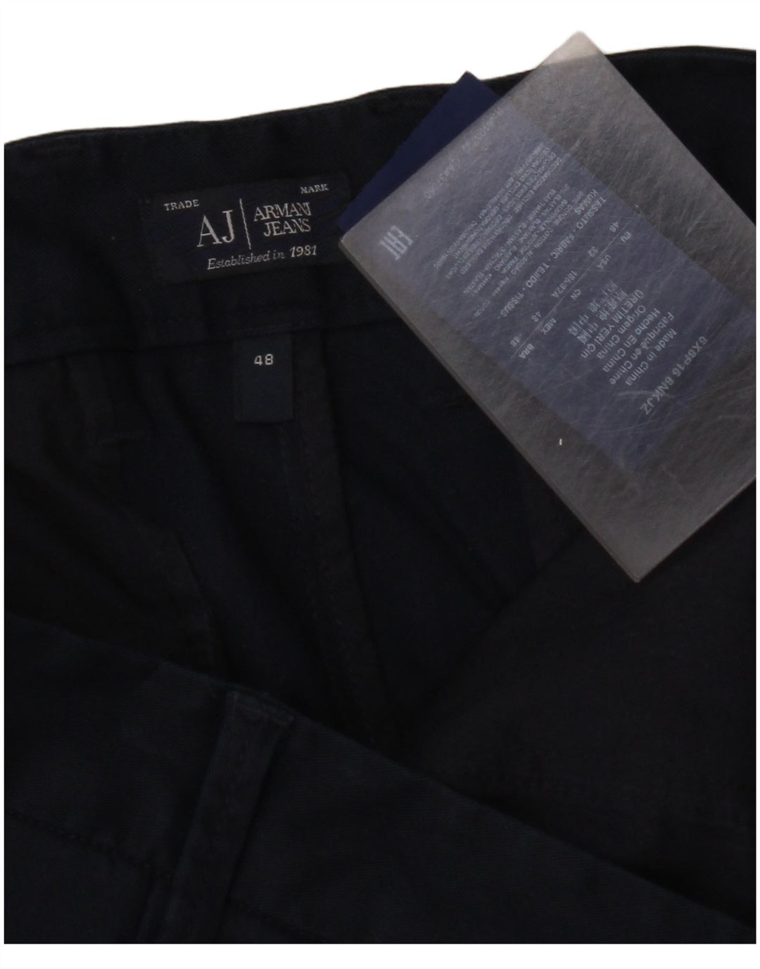 ARMANI Pantalon Chino Slim Homme IT 48 Medium W32 L33 Bleu Marine Coton