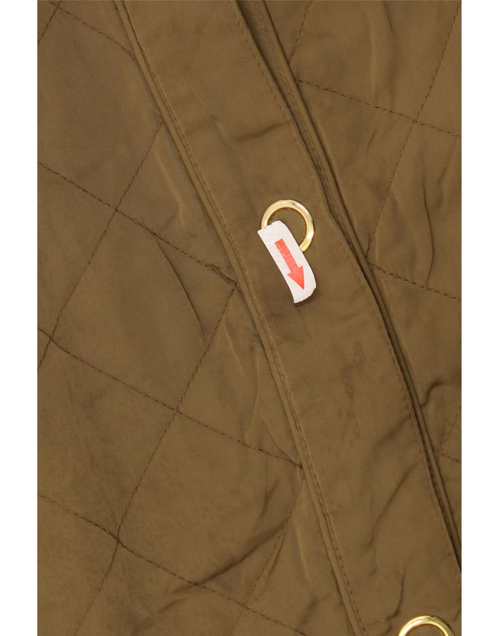 ZARA Veste matelassée à capuche pour femme UK 14 Medium Kaki Polyester