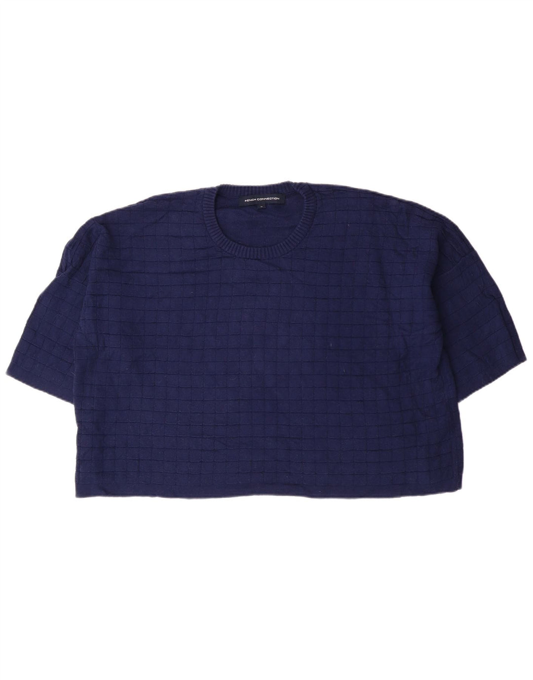 French Connection Pull à col rond pour femme UK 14 Bleu moyen Coton