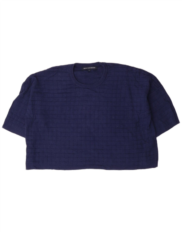 French Connection Pull à col rond pour femme UK 14 Bleu moyen Coton