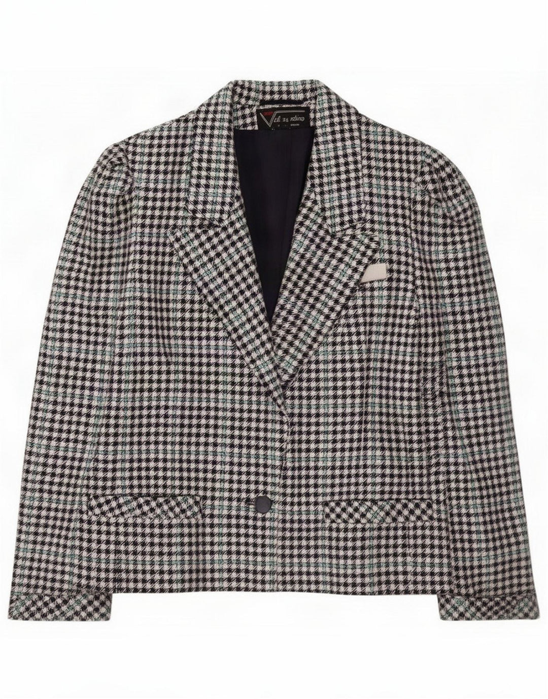 Vintage Womens Blazer Jacket IT 34 XS Multicolore Pied-de-poule Classique
