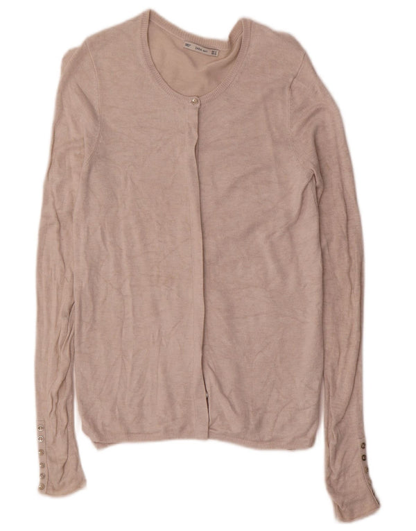 Zara Cardigan Femme Pull UK 10 Petite Viscose Beige