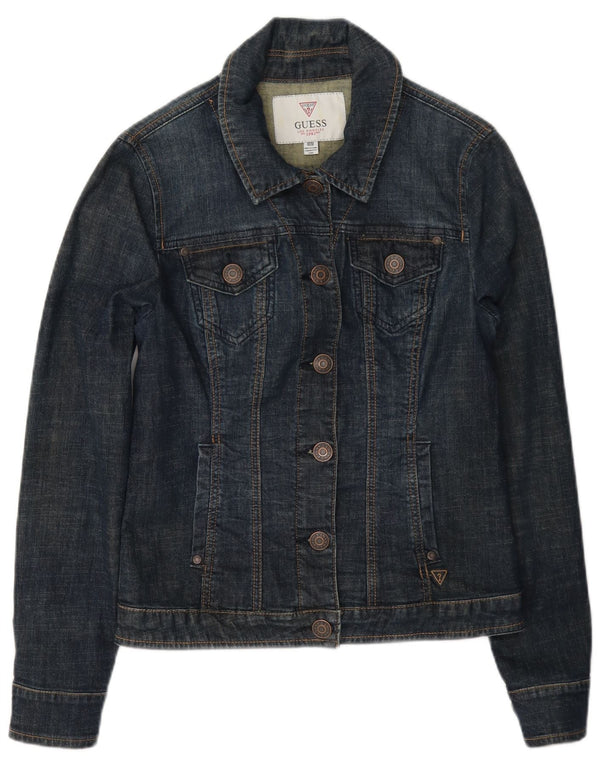 Guess Veste en Jean Femme UK 8 Small Bleu Marine Coton