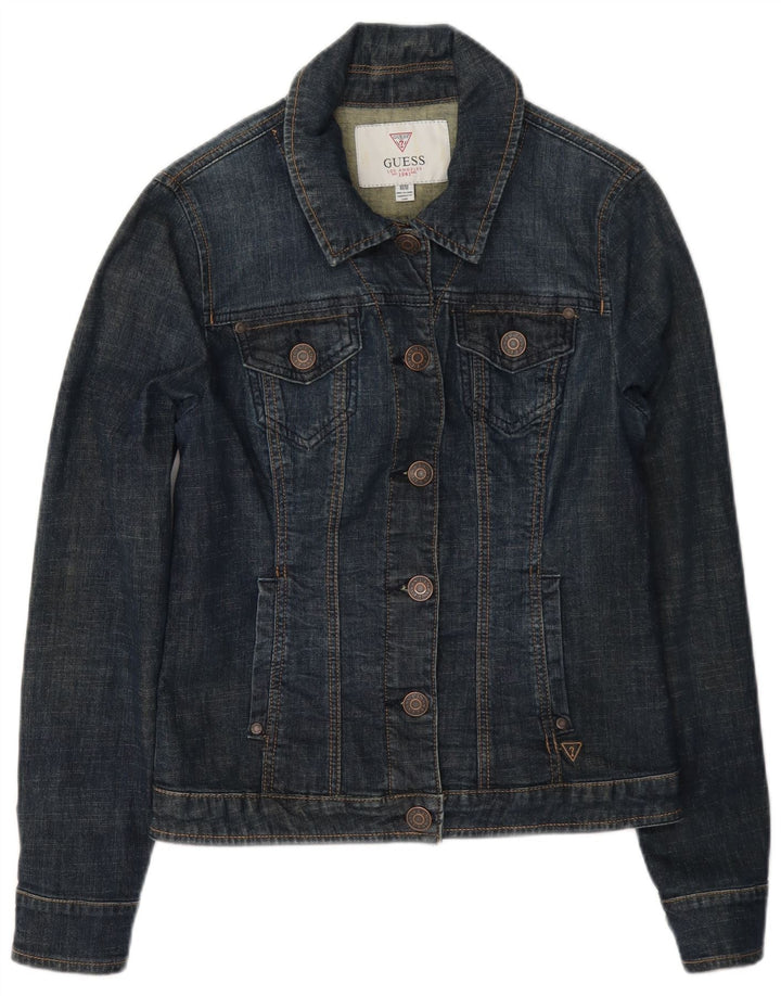Guess Veste en Jean Femme UK 8 Small Bleu Marine Coton