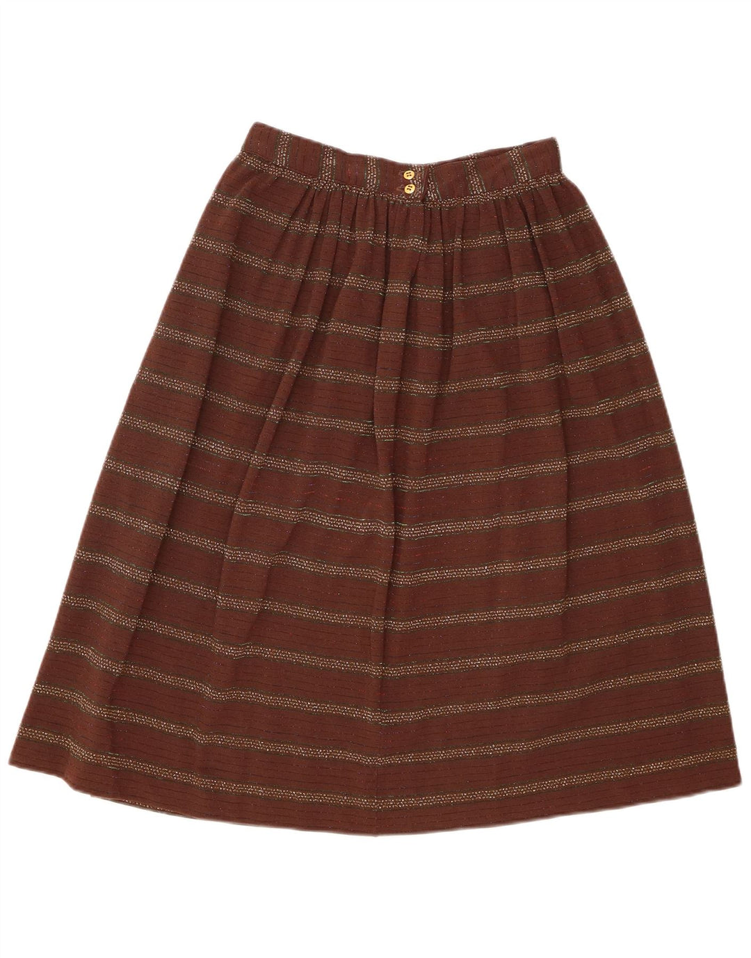 vintage Femme A-Line Jupe W26 Petit Marron Rayé