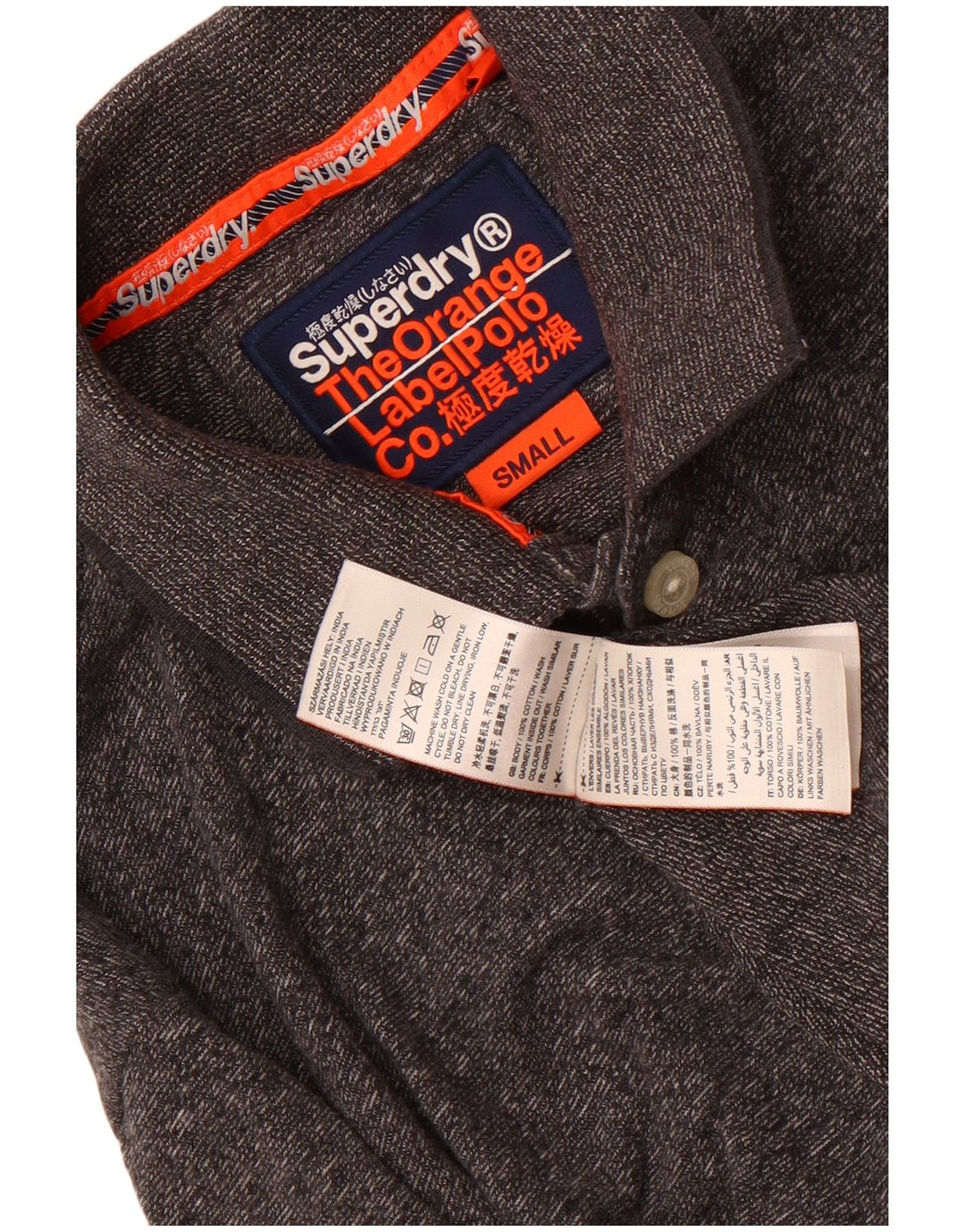 Superdry Polo Homme Petit Gris Moucheté Coton