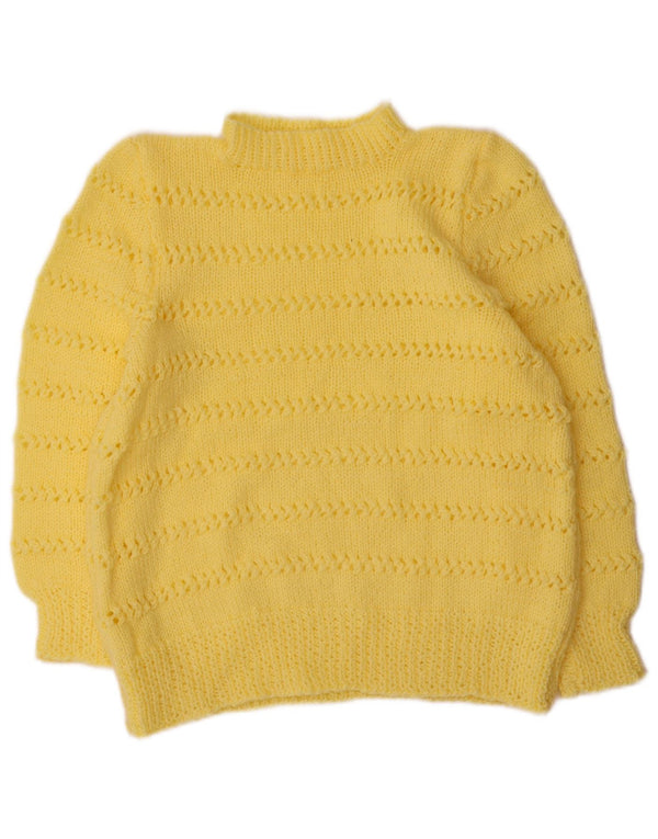 vintage Womens Turtle Neck Jumper Pull UK 14 Grand Jaune