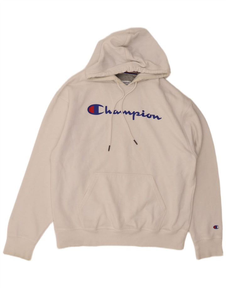 CHAMPION Pull à capuche graphique pour hommes, grand coton blanc