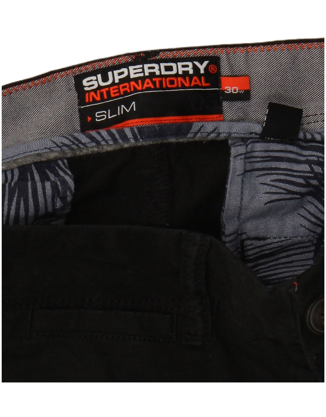 Superdry Short Chino Slim W30 Homme Noir Moyen Coton