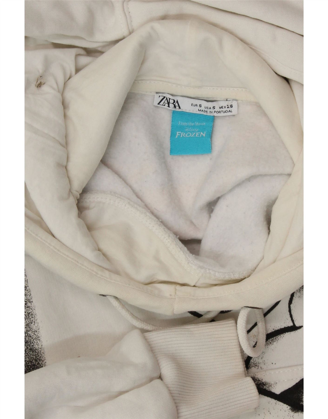 ZARA Femme Frozen Graphic Sweat à capuche UK 10 Petit Blanc
