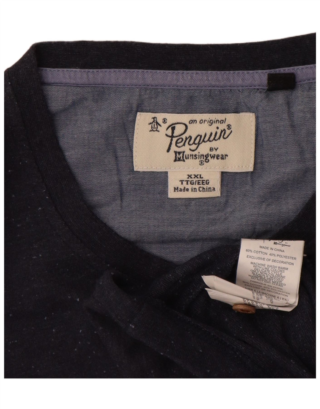 Penguin T-Shirt Homme Top 2XL Bleu Marine Coton