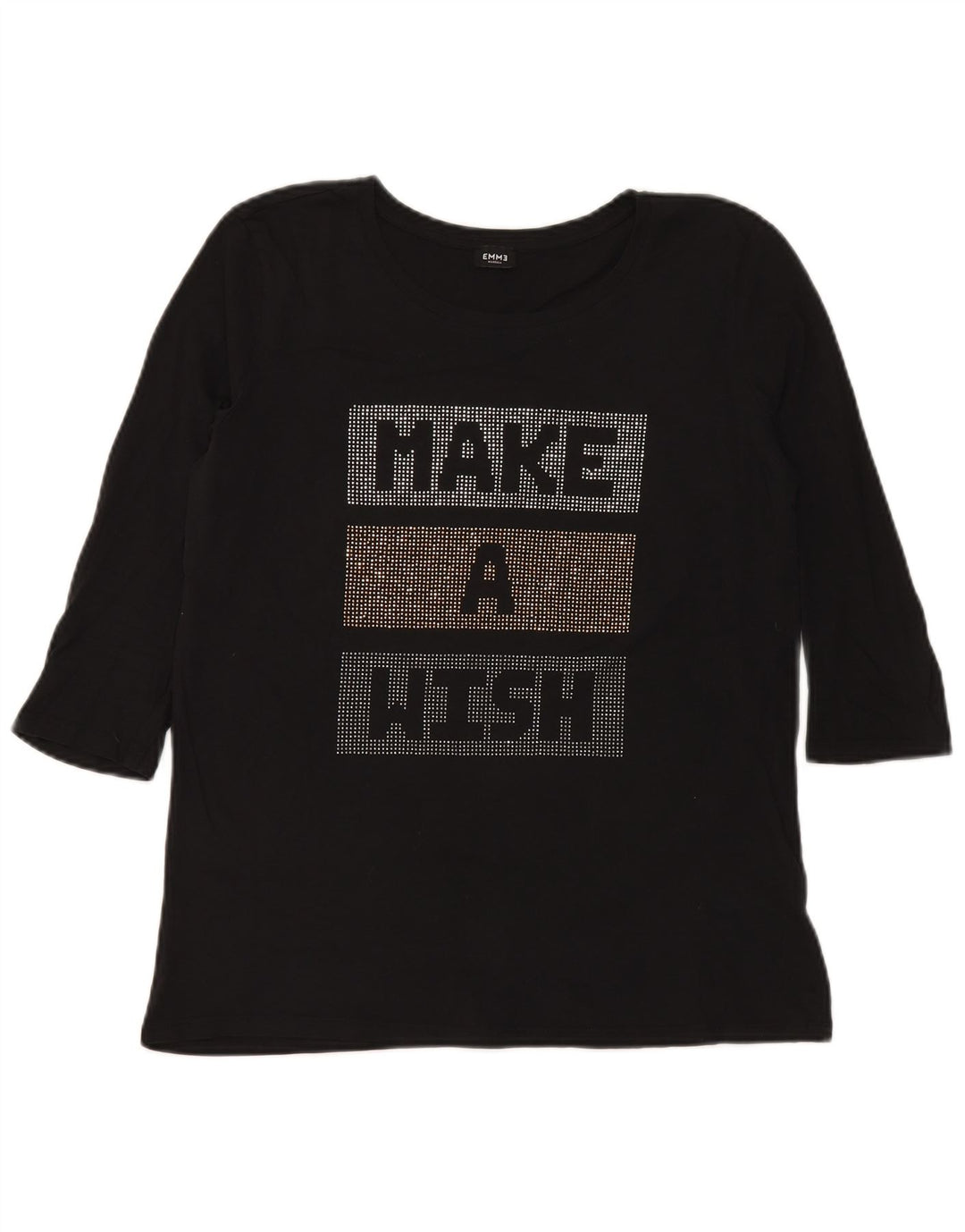 Marella Femme EMME Haut Graphique Manches 3/4 UK 12 Moyen Noir