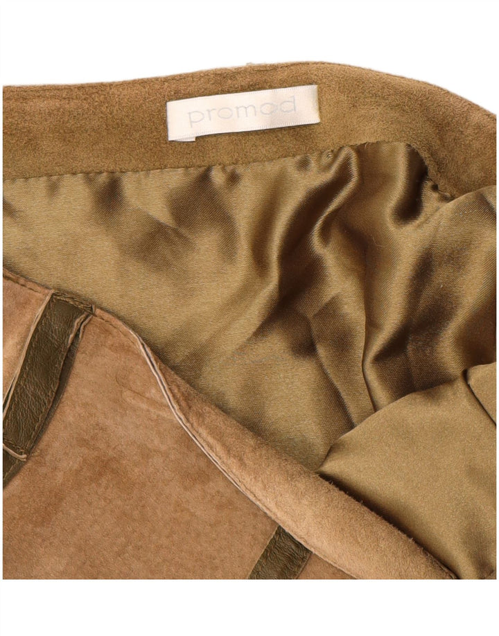 Promod Jupe trapèze en daim pour femme UK 8 Small W28 Cuir beige