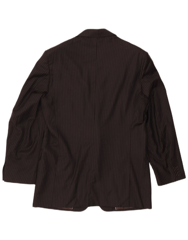 MASSIMO DUTTI Veste blazer à 2 boutons pour homme EU 54 XL en laine à fines rayures marron