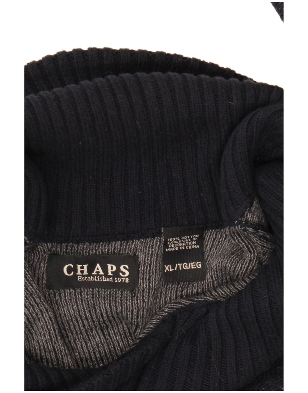 CHAPS Pull Col Châle Homme XL Bleu Marine Moucheté