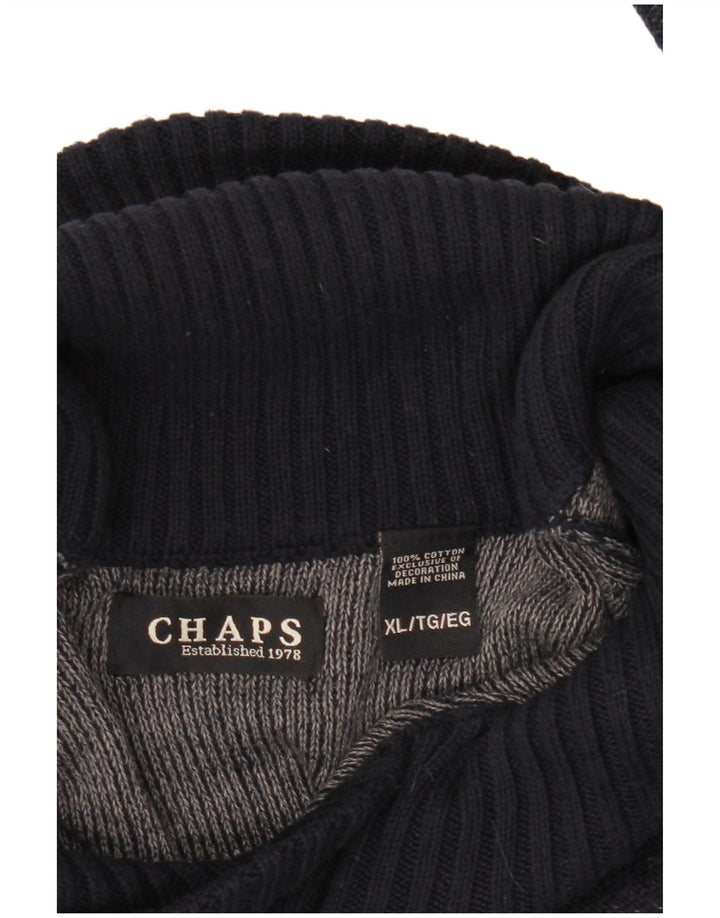 CHAPS Pull Col Châle Homme XL Bleu Marine Moucheté