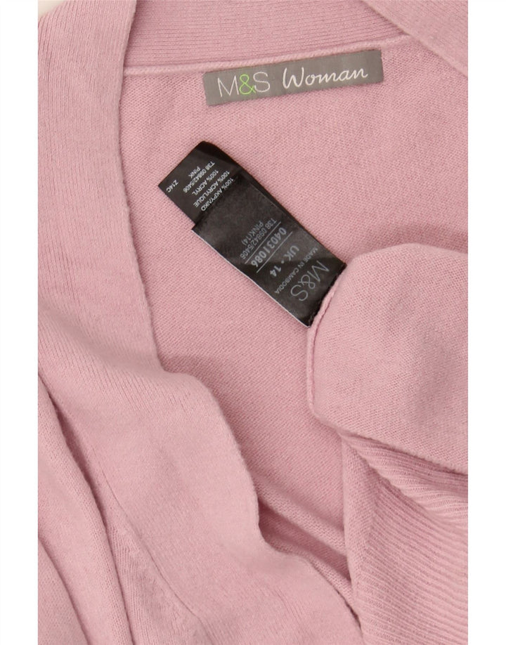 MARKS & SPENCER Womens Crop Open Cardigan Sweater UK 14 Medium Pink