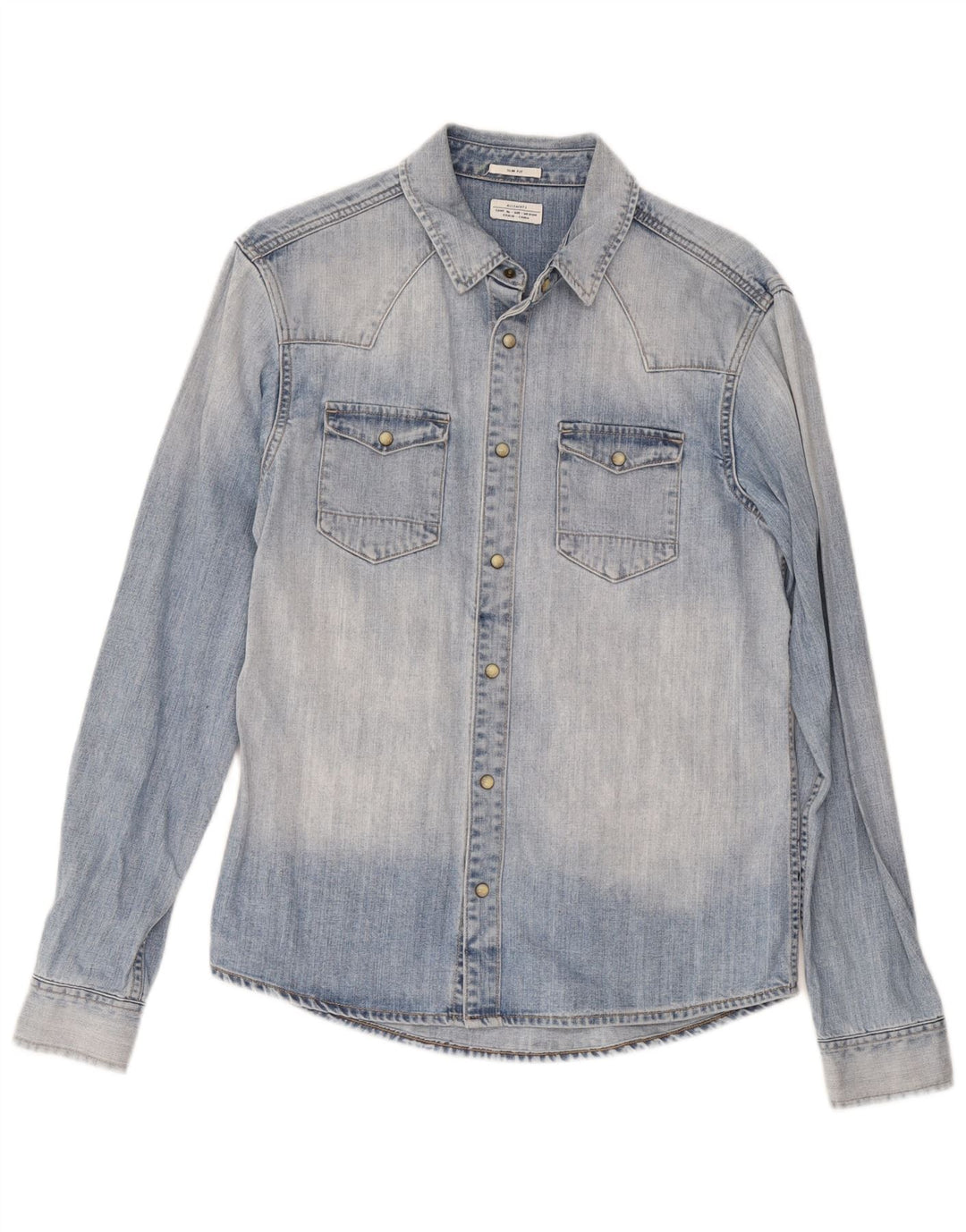 All Saints Chemise En Jean Coupe Slim Bleu Moyen Coton Homme