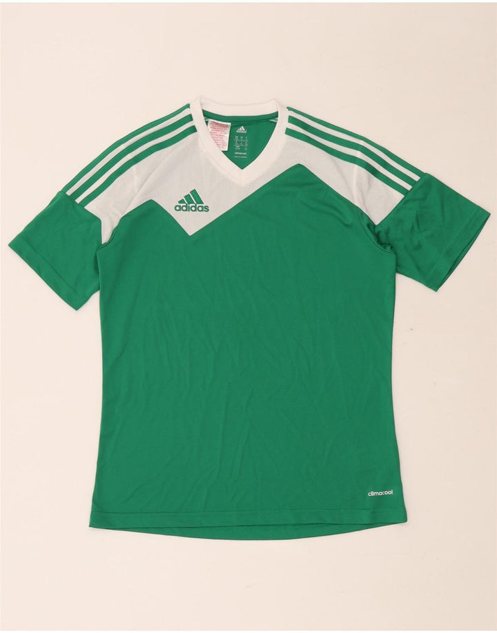 ADIDAS Garçon Climacool T-Shirt Top 13-14 ans XL Vert Colourblock
