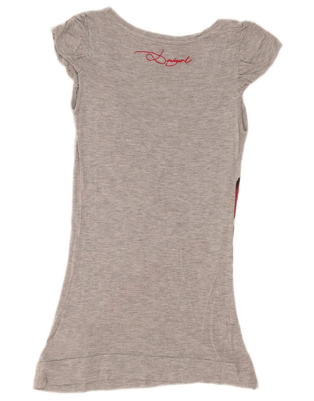 Desigual Tunique Graphique Femme UK 12 Gris Moyen Viscose