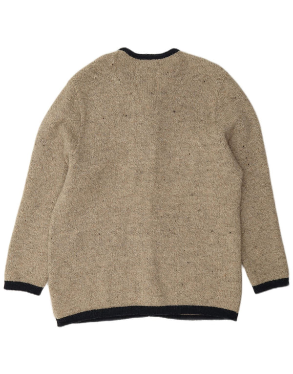 Giesswein Pull Cardigan Graphique pour Femme UK 16 Grand Gris Moucheté Nouveauté