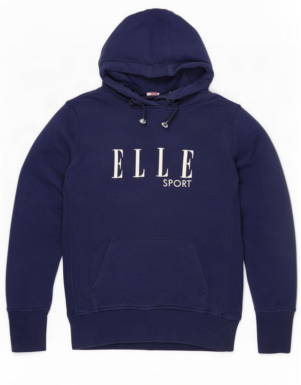 Elle Sport Pull à capuche graphique pour femme UK 14 Large Bleu marine Coton