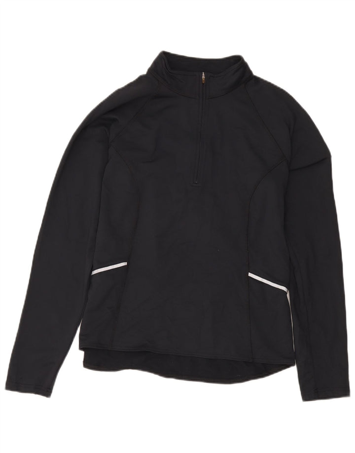 L.L.Bean Haut de survêtement à col zippé pour femme UK 14 Medium Black Nylon