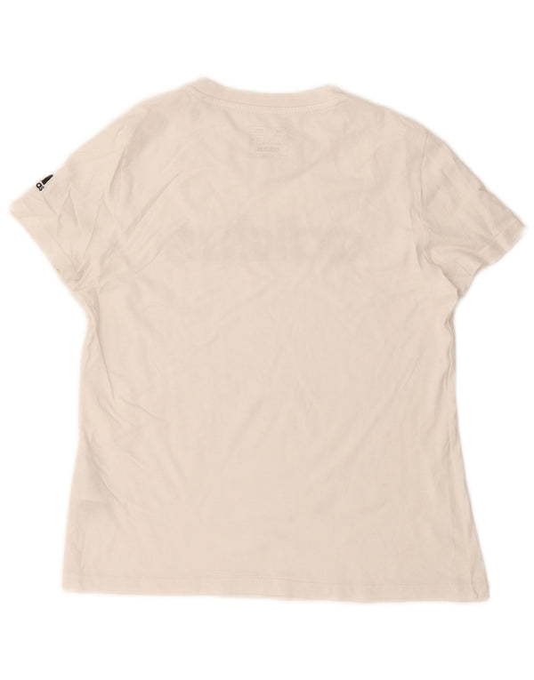 Adidas Womens Slim Fit Graphic T-Shirt Top UK 12/14 Medium White Cotton
