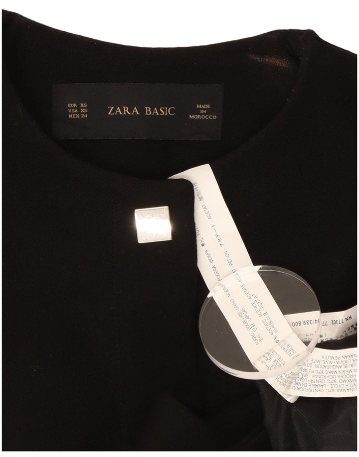 Zara Womens Crop 1 Button Blazer Jacket UK 6 XS Acétate noir