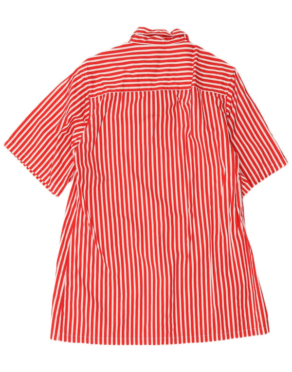 vintage Femme Shift Robe UK 14 Moyen Rouge Pinstripe Coton