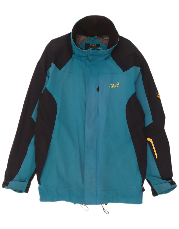Jack Wolfskin Veste de Pluie Homme UK 44/46 XL Bleu Colorblock Polyamide