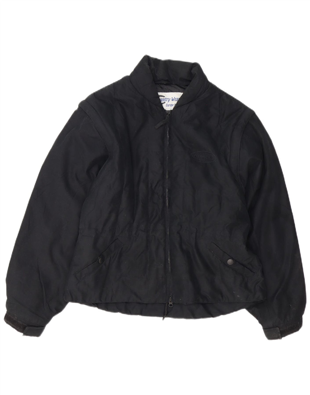 vintage Mens Bomber Jacket UK 36 Petit Polyester Noir
