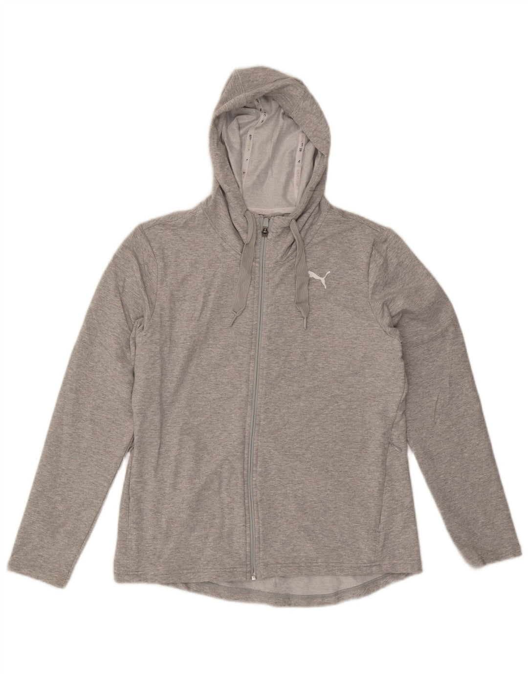 PUMA Pull à capuche zippé graphique pour femme UK 12 Gris moyen Coton
