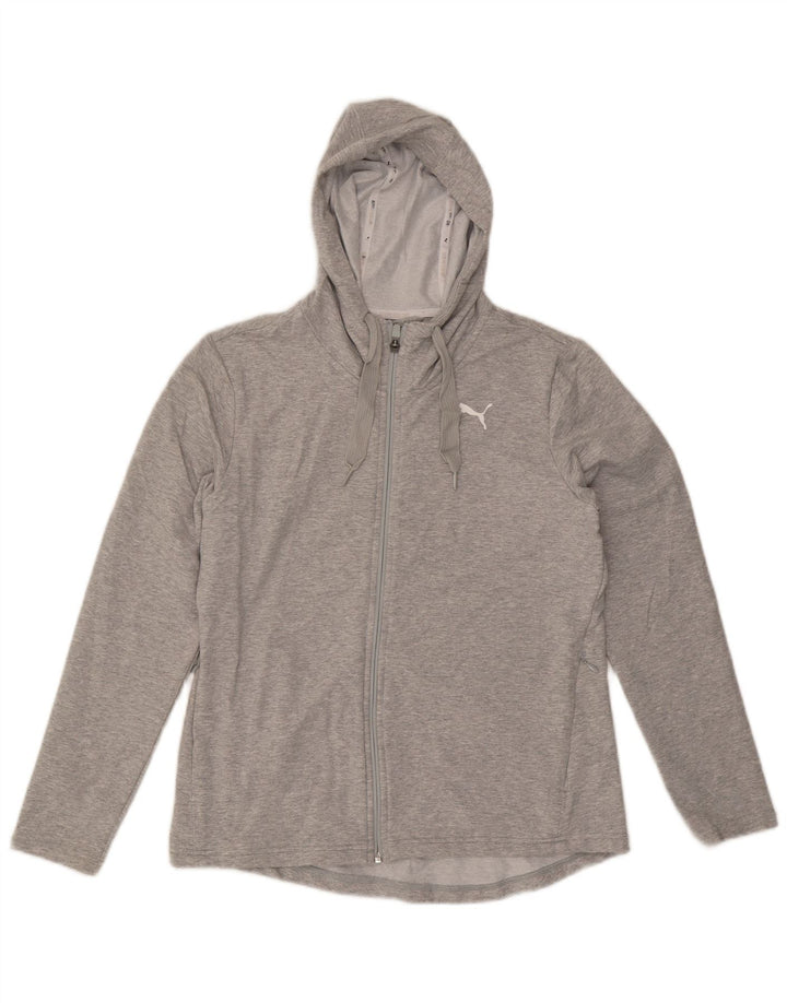 PUMA Pull à capuche zippé graphique pour femme UK 12 Gris moyen Coton