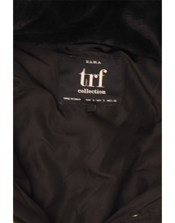 Zara Femme Trafaluc Veste matelassée à capuche UK 10 Petit Noir Polyester