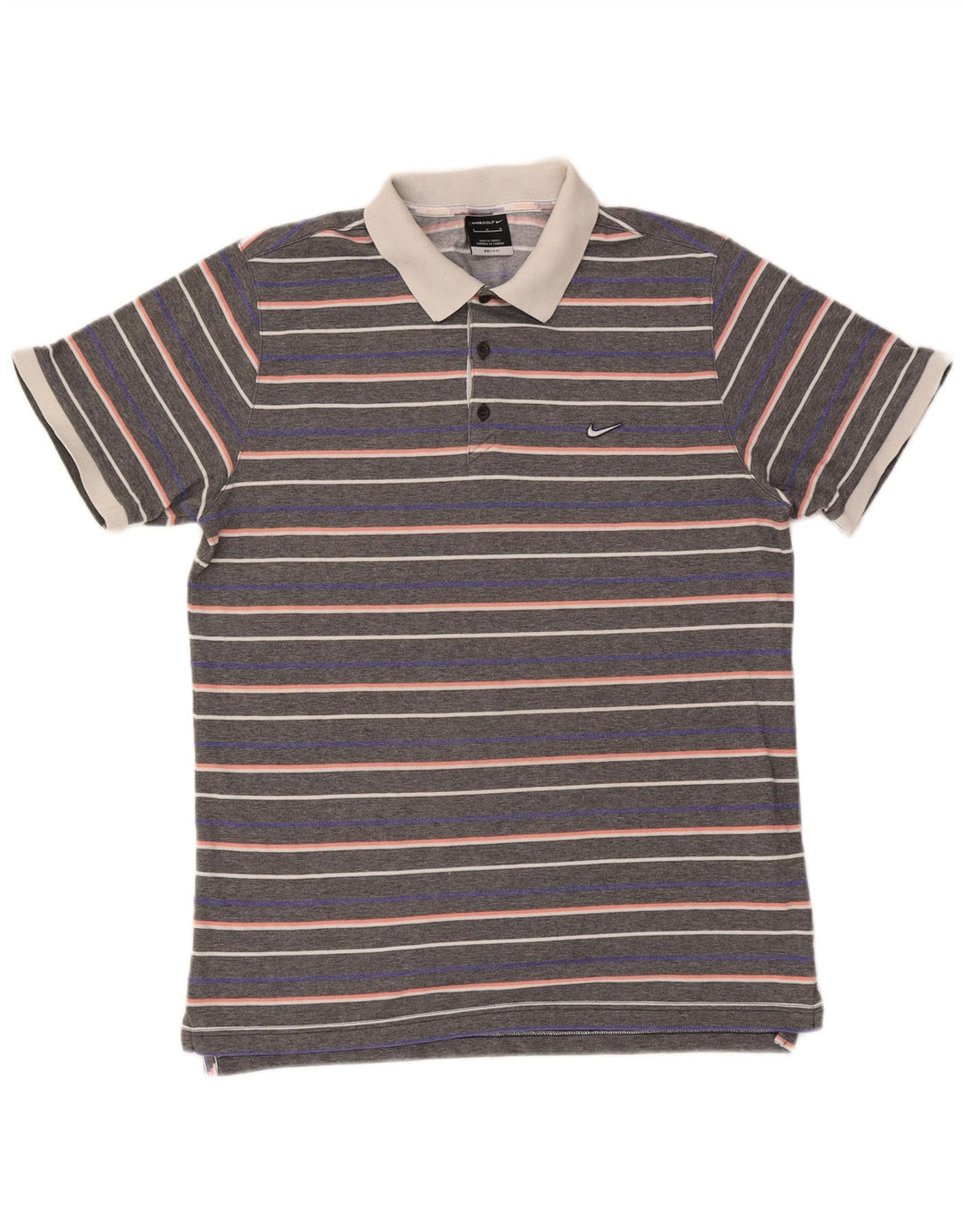 Nike Polo Dri Fit pour homme en coton rayé gris Taille L