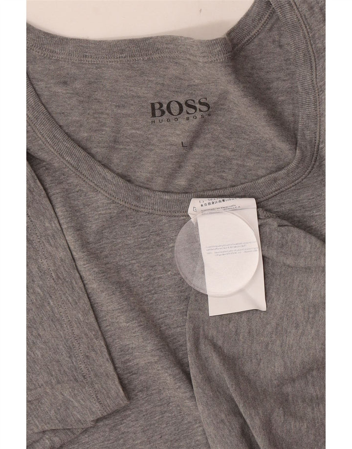 Hugo Boss Homme T-Shirt Top Large Gris Moucheté Coton