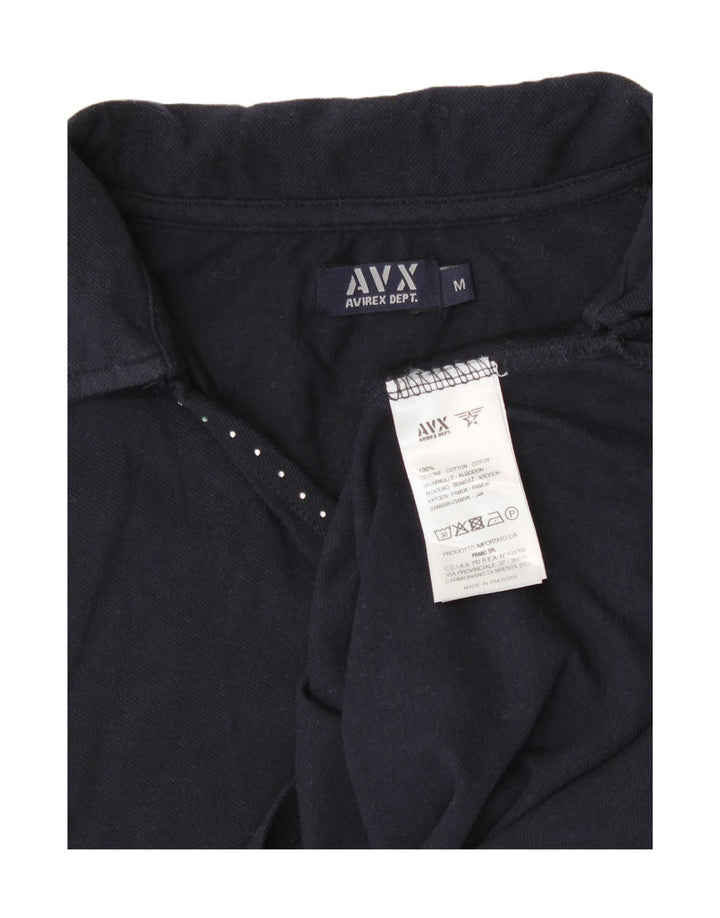 AVIREX Womens Polo Shirt UK 14 Medium Navy Blue Cotton