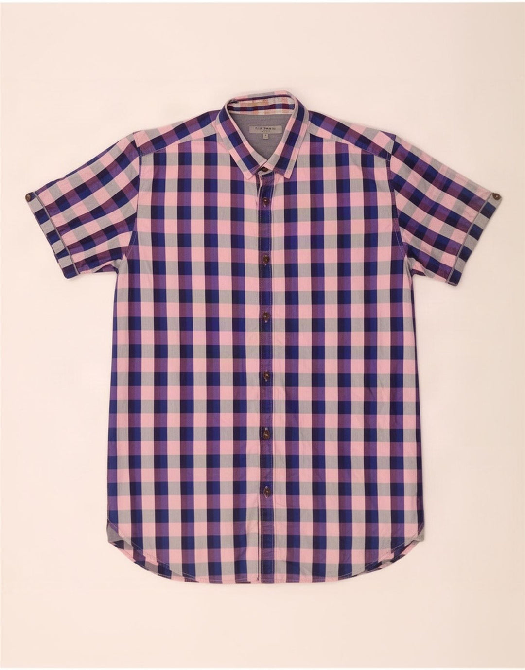 Ted Baker Chemise à manches courtes pour homme Taille 3 Medium Multicolore Check Coton