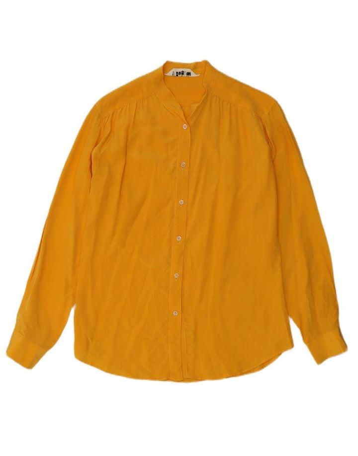 BAGUTTA Womens Shirt Blouse IT 44 Medium Yellow Silk