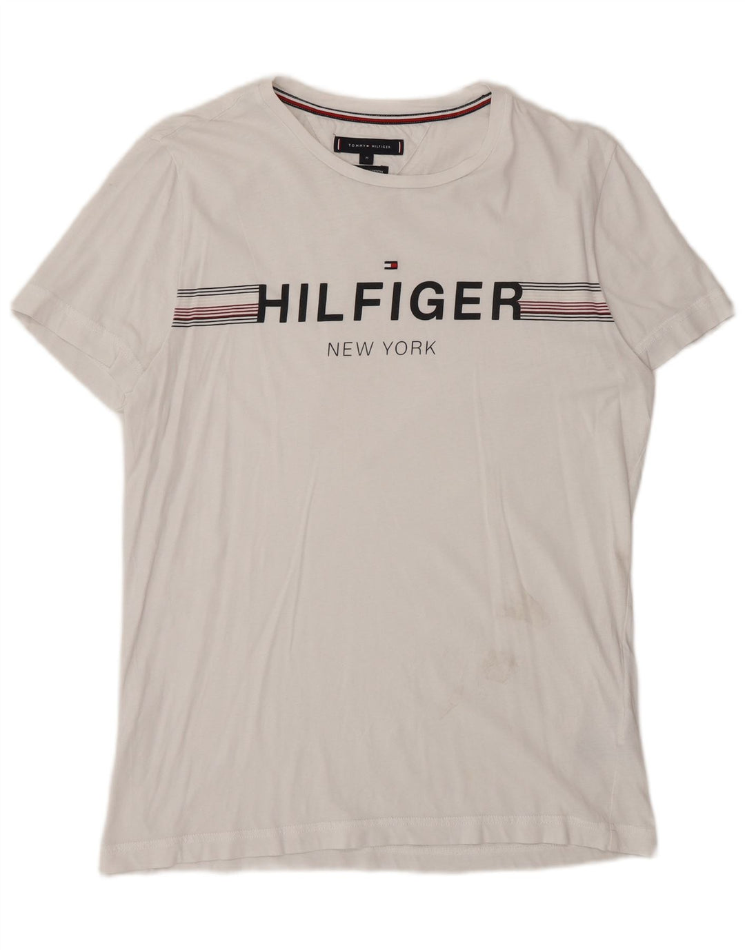 Tommy Hilfiger T-Shirt Graphique Homme Blanc Moyen Coton