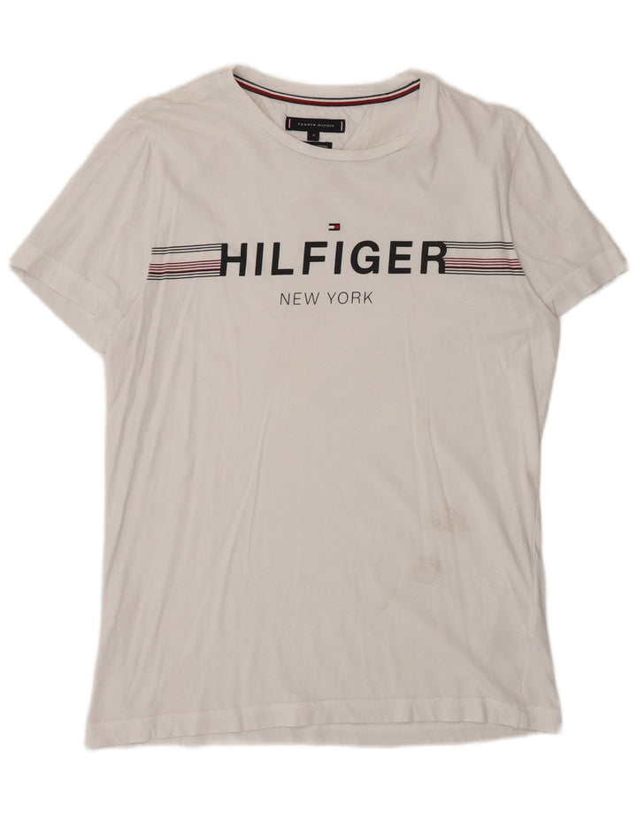 Tommy Hilfiger T-Shirt Graphique Homme Blanc Moyen Coton